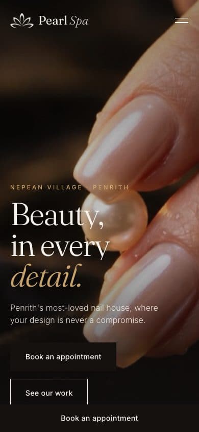 Pearl Spa on a phone